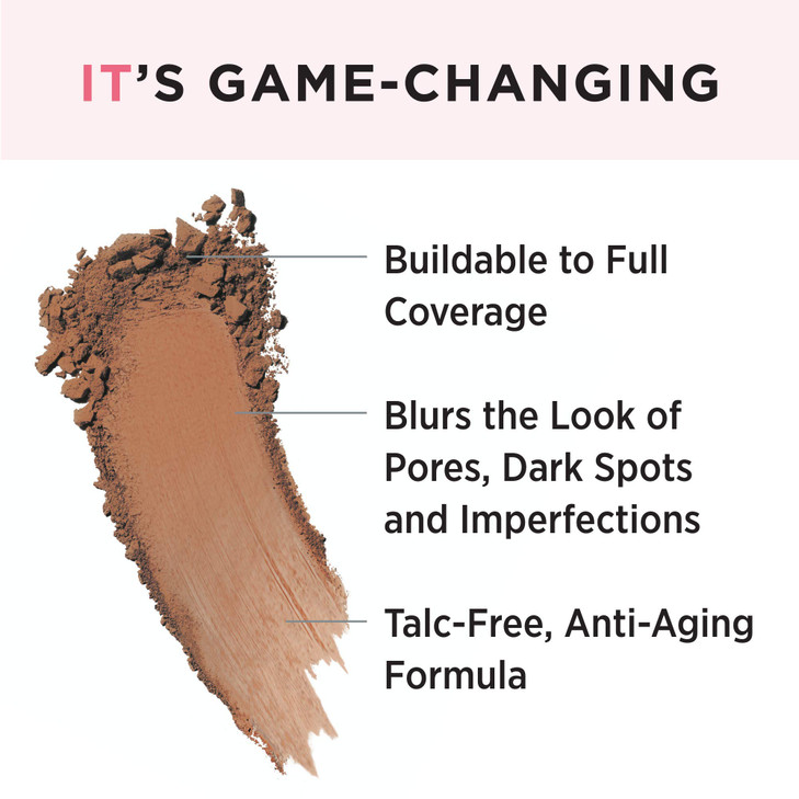 IT Cosmetics CC Airbrush Perfecting Powder Foundation Deep Sheer to Full Coverage Pressed Powder Blurring Pores Dark Spo