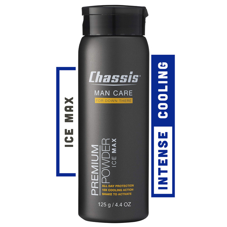 Chassis Ice Max Premium Body Powder for Men Natural Deodorant with 10x The Cooling Sensation AntiChafing Powder with Odo