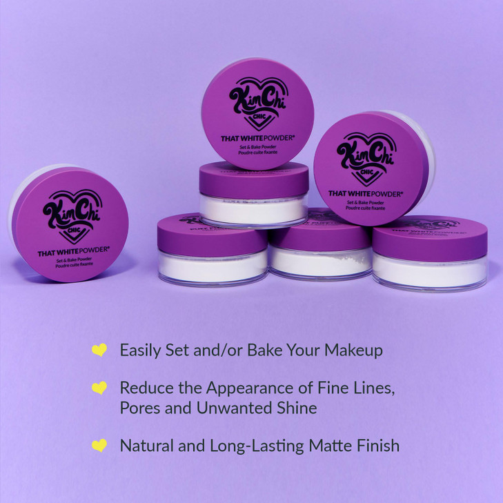 KimChiChic Beauty That WhitePowder Set and Bake Mattifying Setting Powder for Makeup Extra Fluffy Loose Face Powder Poof