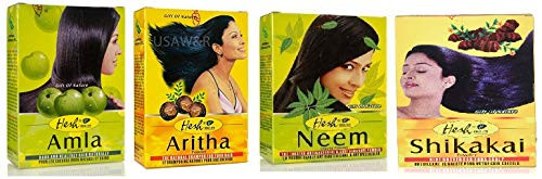 Hesh Herbal Amla Powder 100G Brahmi Powder 100G Shikakai Powder 100G Aritha Powder 100G 1 Complete Hair Care Combo Pack