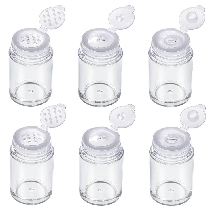 RAYNAG 6 Pieces Mini Empty Loose Powder Bottle Travel Cosmetic Glitter Powder Eye Shadow Shaker Bottle with Sifter and L
