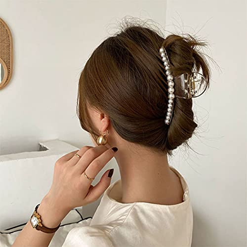 Formery 4PCS Pearl Hair Claw Clips Acrylic Fancy Hair Clips Thick Hair Barrette Jaw Clamp Curly Hair Accessories for Women online at globaldelivered