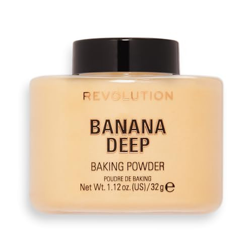 Revolution Loose Baking Powder Makeup Setting Powder LongLasting Coverage Mattifies Reduces Shine Banana Deep 112 oz