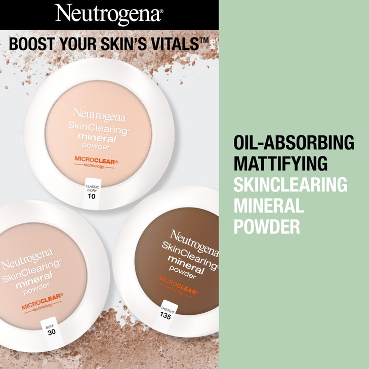 Neutrogena SkinClearing Pressed Mineral Powder Compact for Acne Prone Skin Oil Absorbing Acne Makeup with Salicylic Acid