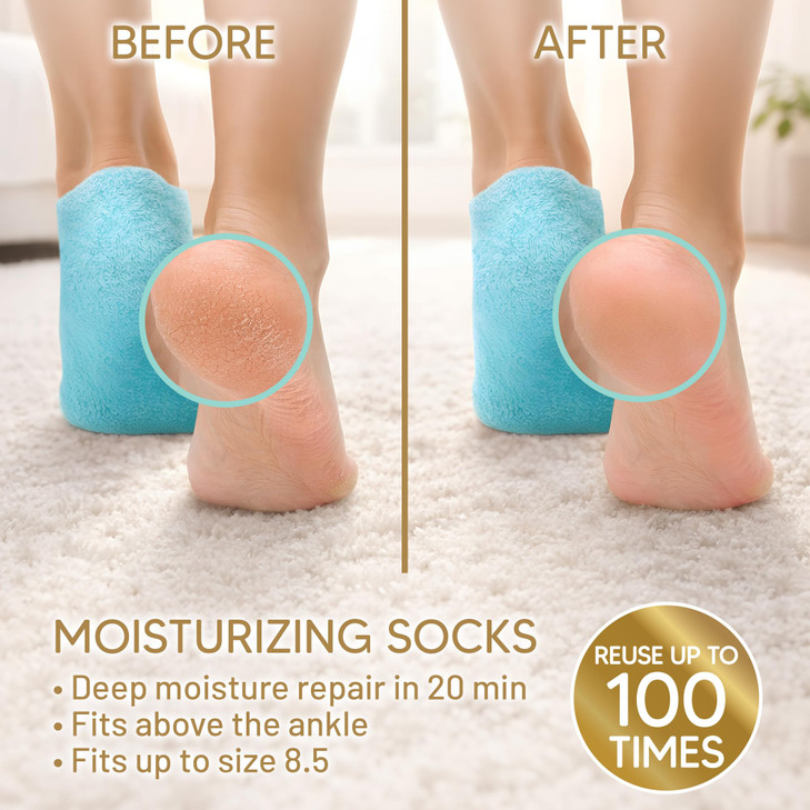 Moisturizing Socks (Up to Size 8.5) Gel Silicone Aloe Socks Spa Gifts Valentines Day Gifts - Infused with Vitamin E & JoJoba Oil - Self Care for Wome online at globaldelivered