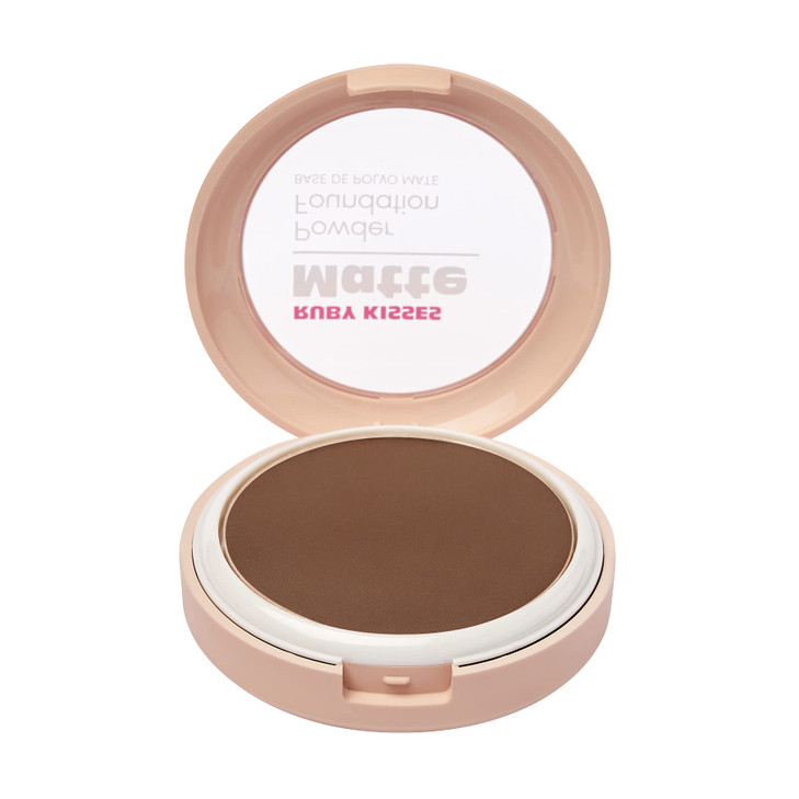 Ruby Kisses Matte Powder Foundation Ebony 8 Shades Sponge Mirror Included Full Coverage Versatile Pressed Powder Finishe