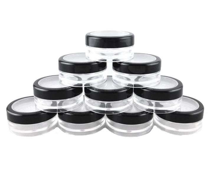 yueton 10pcs Black Edge Open Window 10 Gram Empty Clear Plastic Powder Compact Cosmetic Containers
