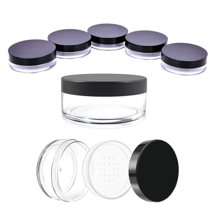 AKOAK Capacity 30 ml1 oz Empty Reusable Plastic Loose Powder Compact Container DIY Makeup Powder Case with Sifter and Li
