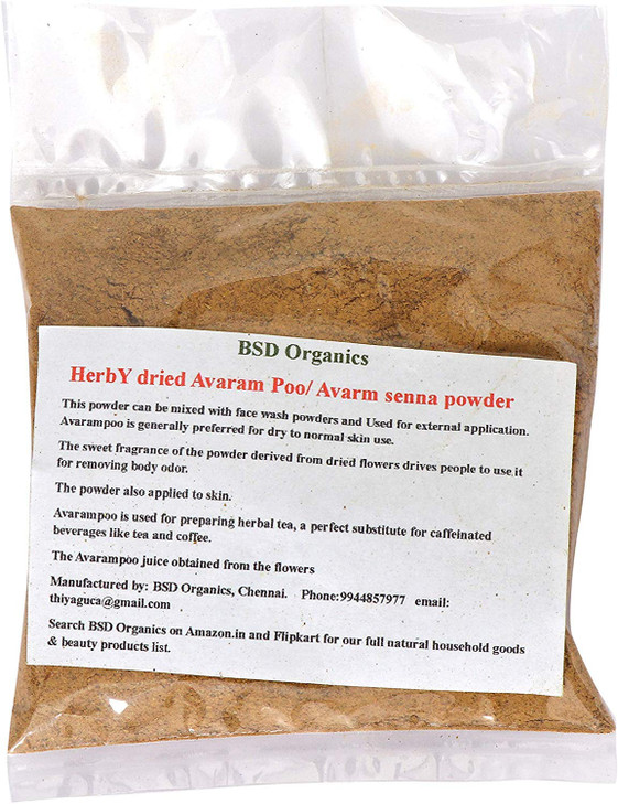BSD Organics Herby Powder of AvarampooAvarm SennaSenna AuriculataTanners CassiaTamgedu for Tea Skin Care and More 100 g