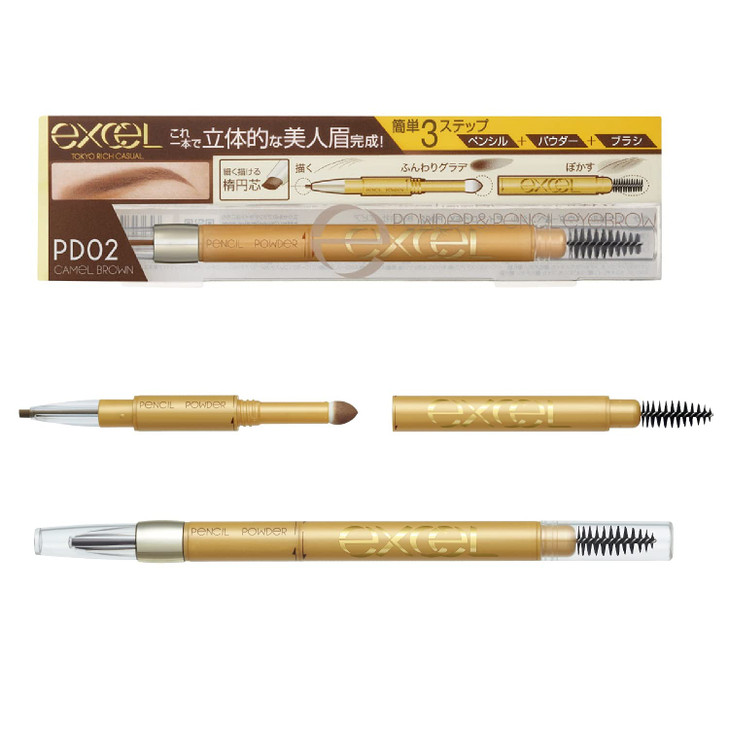 EXCEL Powder Pencil Eyebrow PD02 Camel Brown