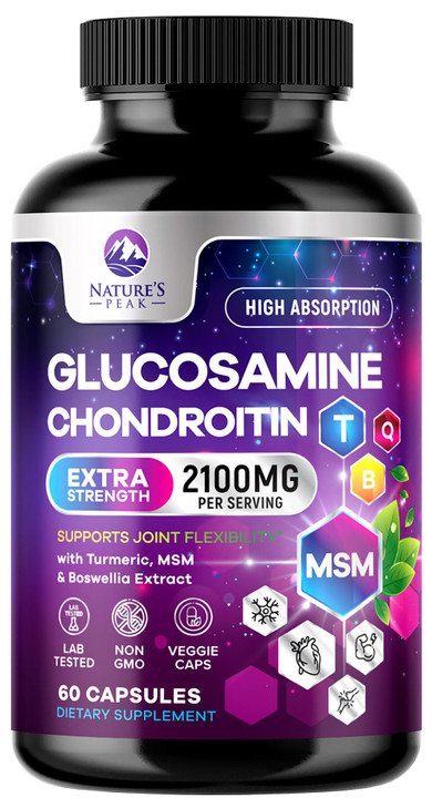 Glucosamine Chondroitin & MSM 2100mg - 3x Strength Joint Support Supplement for Mobility & Comfort - Glucosamine Complex with Turmeric, Boswellia, Br