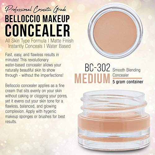 Belloccio High Definition Medium Shade Makeup Concealer 5 gram Jar Conceal Imperfections Hide Blemishes Dark Under Eye C