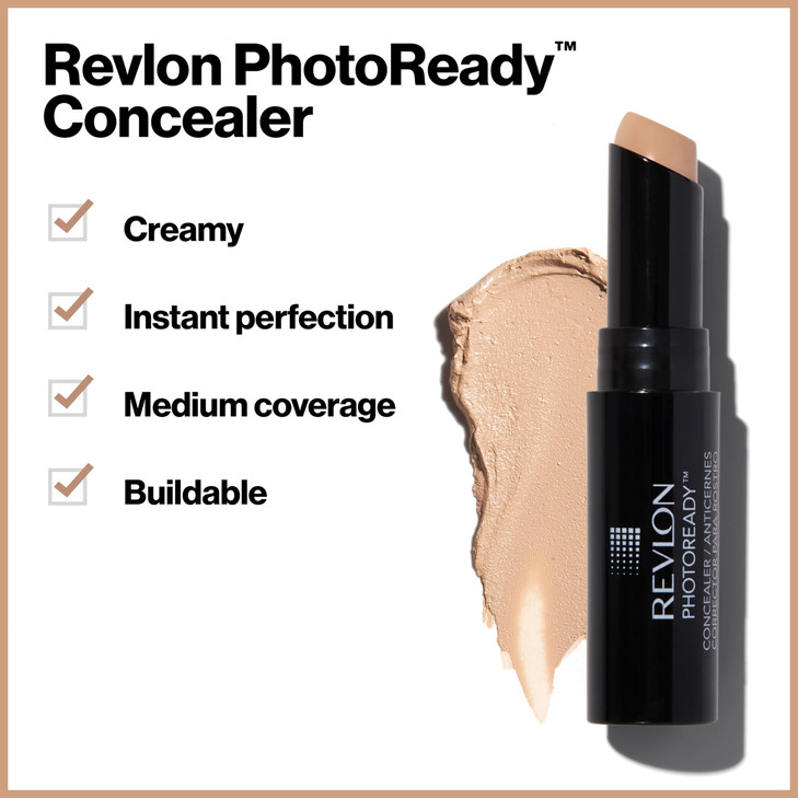 Revlon Concealer Stick PhotoReady Face Makeup for All Skin Types Longwear Medium Full Coverage with Creamy Finish Lightw