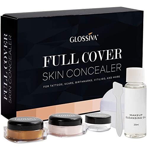 Glossiva Tattoo Concealer Skin Concealer Waterproof For Dark Spots Scars Vitiligo And More Tattoo CoverUp Makeup Use on