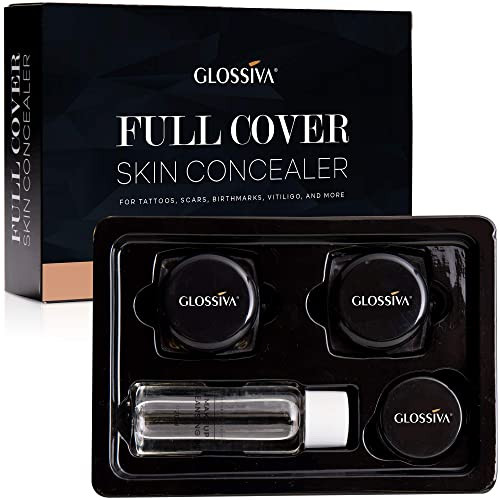 Glossiva Tattoo Concealer Skin Concealer Waterproof For Dark Spots Scars Vitiligo And More Tattoo CoverUp Makeup Use on
