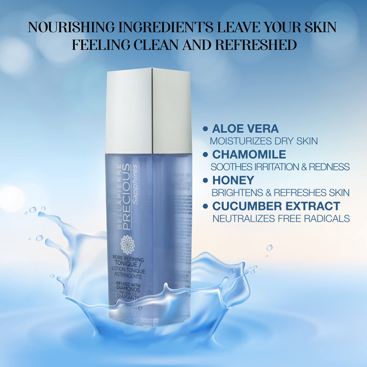 Bellapierre Precious Sapphires DiamondInfused Pore Refining Tonique All Natural Toner Gently Removes Makeup Residue Cham