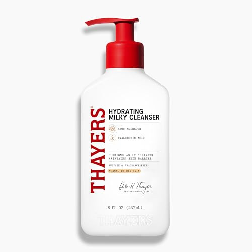 Thayers Milky Hydrating Face Cleanser with Snow Mushroom and Hyaluronic Acid Dermatologist Recommended Gentle Facial Was