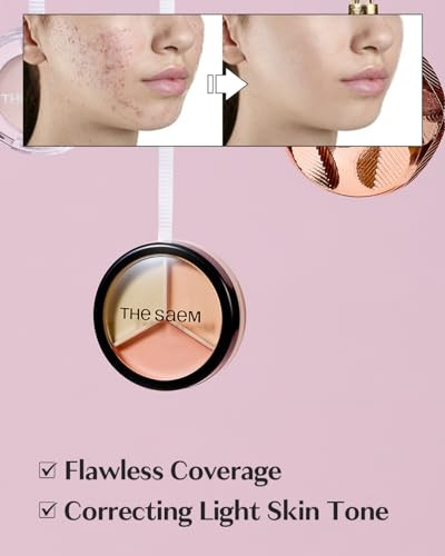 THESAEM Cover Perfection Triple Pot Concealer 03 Correct Up Beige for Red Tone Dark Circles 3Color Multi Concealer Palet