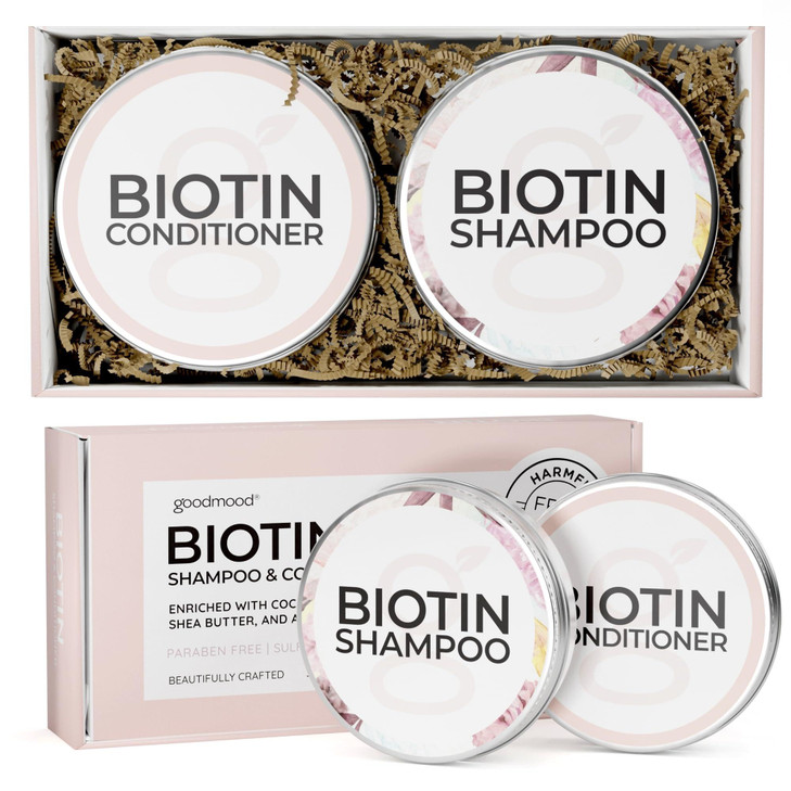 Biotin Shampoo and Conditioner Bars in Reusable Travel Metal Tins, Solid Shampoo Bar Set With Conditioner, Travel Friendly Set for Hair with Biotin f online at globaldelivered