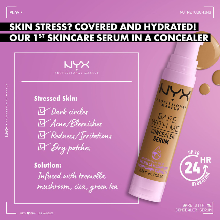 NYX PROFESSIONAL MAKEUP Bare With Me Concealer Serum Concealer Makeup For Up To 24Hr Hydration Fair