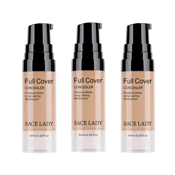 3 Pack Pro Full Cover Liquid Concealer Waterproof Smooth Matte Flawless Finish Creamy Concealer Foundation for Eye Dark