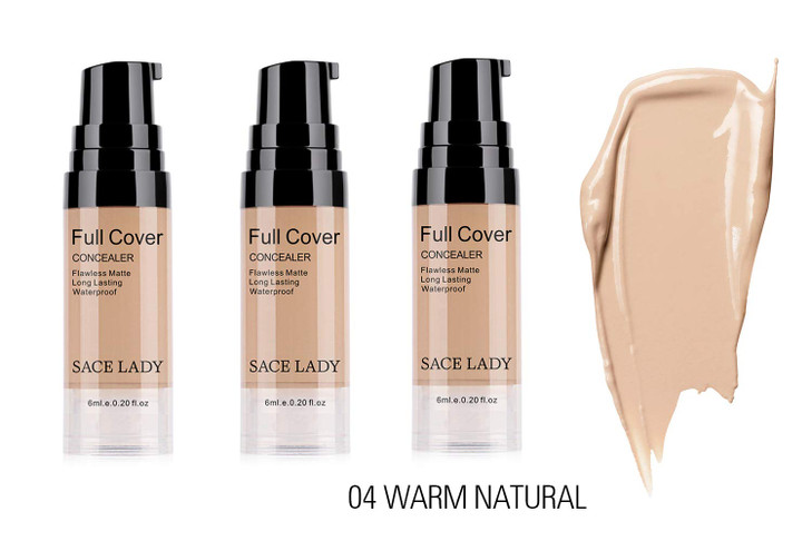 3 Pack Pro Full Cover Liquid Concealer Waterproof Smooth Matte Flawless Finish Creamy Concealer Foundation for Eye Dark