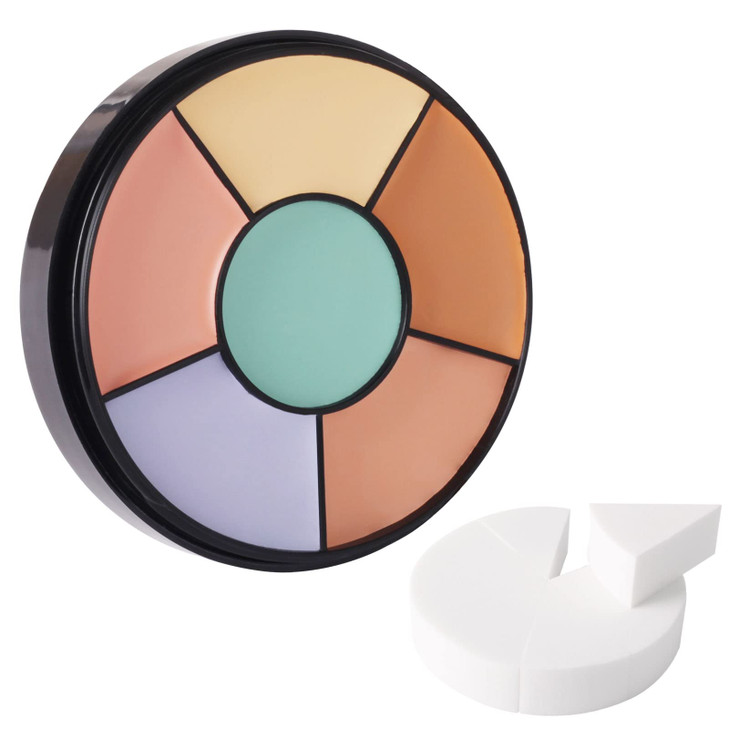 MEICOLY Face Color Correcting Palette 6 Colors CorrectorsCream Concealer Camouflage Makeup Palette with 8 pcs White Make