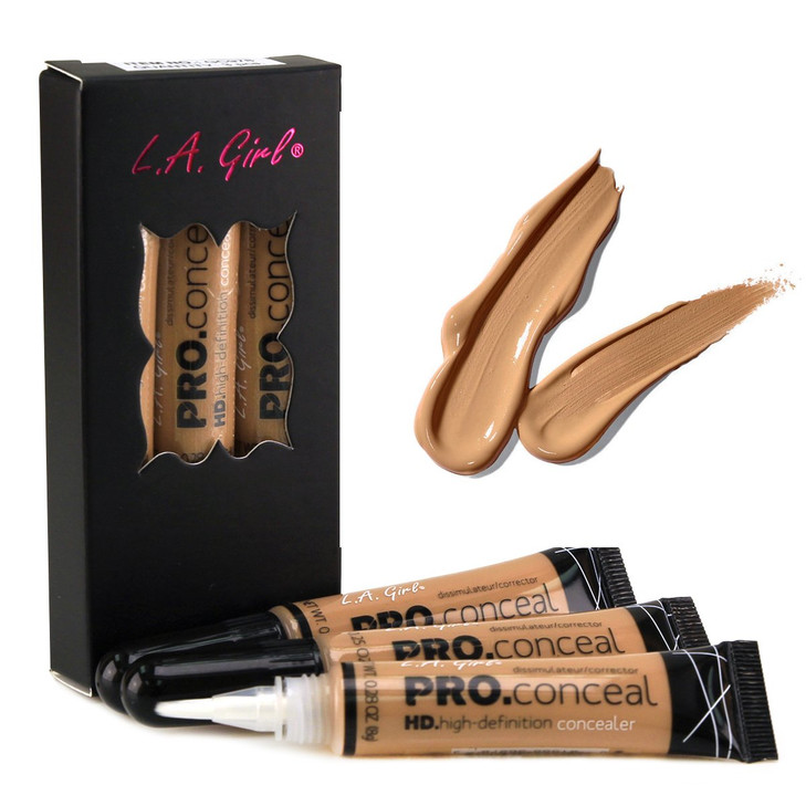 LA Girl HD Conceal High Definition Concealer Medium Beigepack of 3