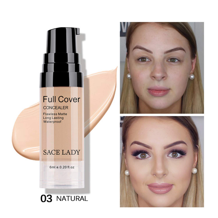 Waterproof Full Coverage Concealer With Primer Sponge Set Smooth Matte Flawless Creamy Liquid Foundation Corrector Makeu