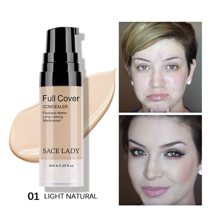 Waterproof Full Coverage Concealer With Primer Sponge Set Smooth Matte Flawless Creamy Liquid Foundation Corrector Makeu