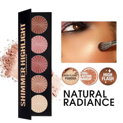 Highlighter Powder Palette Makeup Palette Facial Bronzers Illuminator Palette Highlighter Baked Waterproof Long Lasting