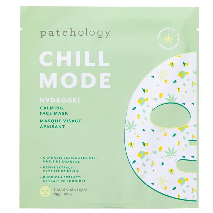 Patchology Hydrogel Face Mask with Cannabis and Sativa Seed Oil Patchology Chill Mode Gel Face Mask for women and men to