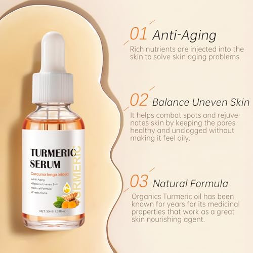 Turmeric Serum for Dark Spots 1 Fl Oz Turmeric Dark Spot Corrector Serum for Face Body Anti Aging Facial Serum for Women
