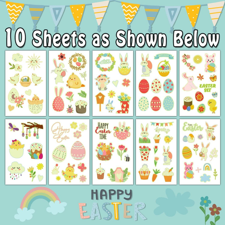 PARTYWIND Glow Easter Basket Essentials Temporary Tattoos for Kids 100 Styles Luminous Fake Tattoo Stickers with Easter