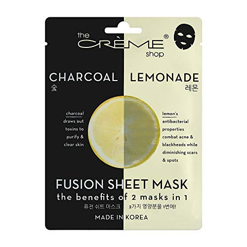 The Crme Shop Fusion Face Masks Korean Facial Skin Care and Moisturizer Hyaluronic Acid Charcoal and Lemon for Hydrating