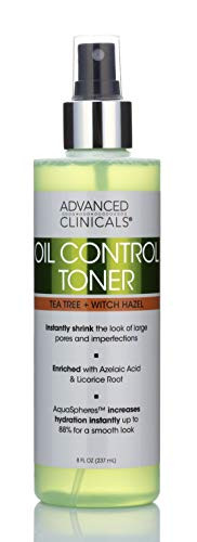 Advanced Clinicals Oil Control Purifying Facial Mist Toner Hydrating NonGreasy Tea Tree Oil Witch Hazel Toner WAloe Vera