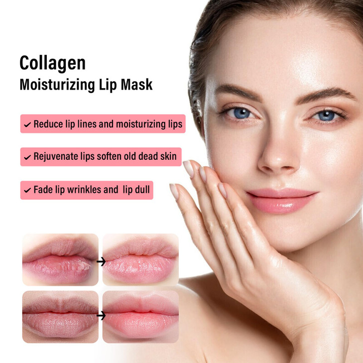 REENGULL 30 PCS Moisturizing Hydrating lip masks Pink Collagen Lip mask BulkCollagen Lip Gel Patches for Dry Lips Dead S