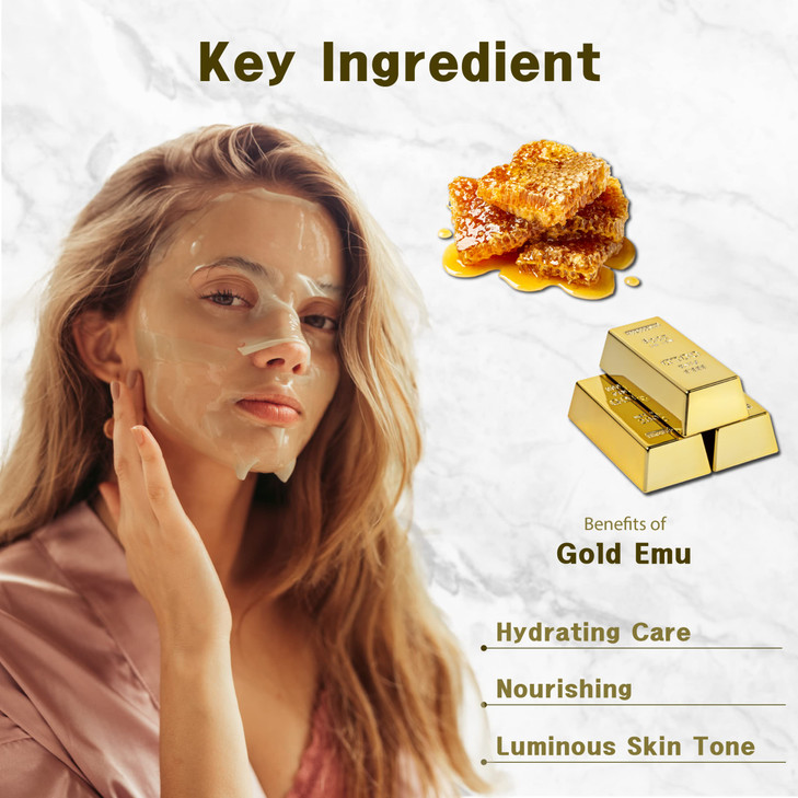 Purederm Gold Emu Hydro Pure Gel Mask 5 Pack Hydrogel Face Mask for Nourishing Revitalizing