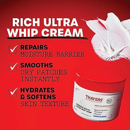 THAYERS Barrier Bestie Ultra Whip Face Cream Moisturizer with Sugarcane Squalane and Ceramides Skin Care for Dry to Very