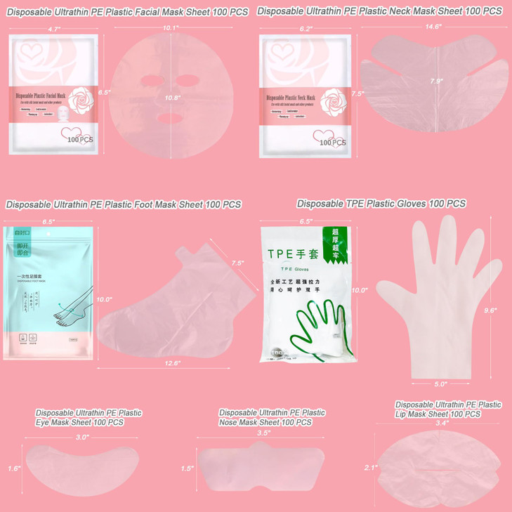 GELMAY 700PCS Face Neck Eye Nose Lip Foot Hand Disposable Plastic Mask Sheet UltraThin Transparent Facial Masks Skincare