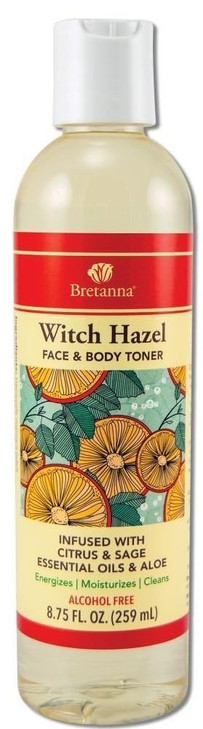 Bretanna Witch Hazel Face and BodyToner Citrus Sage Infused Essential Oil of Aloe and Sage 875 fl oz