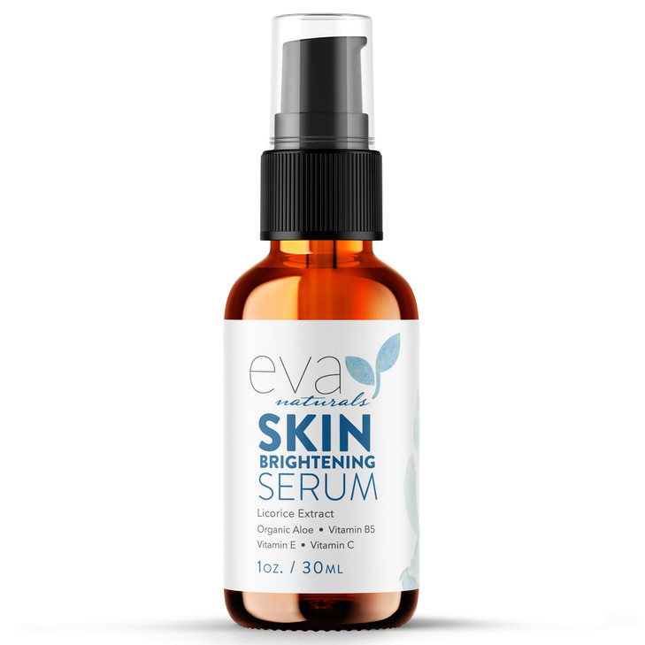 Eva Naturals Skin Brightening Serum Dark Spot Corrector for Face Body with Licorice Extract Vitamin C Peptides CoQ10 Tar