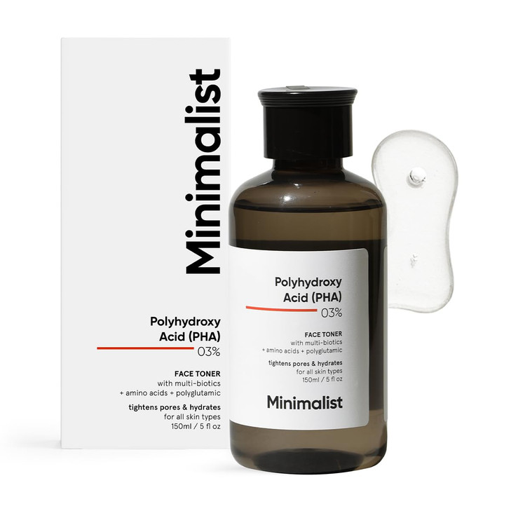 Minimalist 3 PHA Alcohol Free Hydrating Face Toner for Pore Tightening Mild Exfoliation pH Balancing Rebalancing Skin Mi
