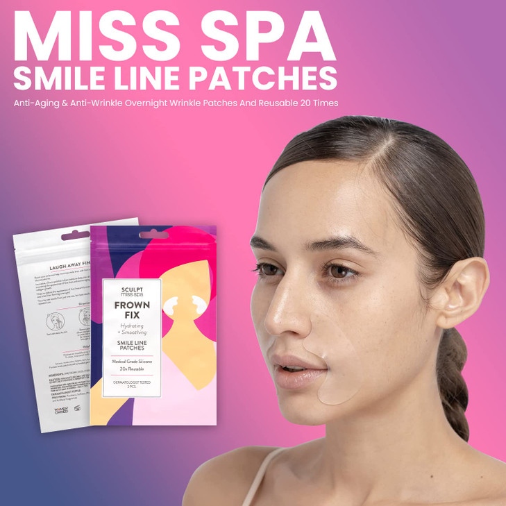 MISS SPA Smile Line Patches Reusable 20 Times Hydrating and Smoothing Smile Lines Silicone Patches for Frown Lines AntiA