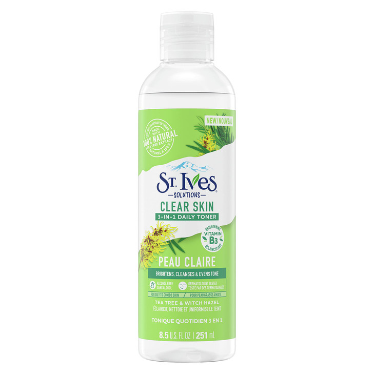StIves Solutions 3in1 Face Toner For Combination to Oily and Acne Prone Skin Clear Skin Made with 100 percent Natural Te