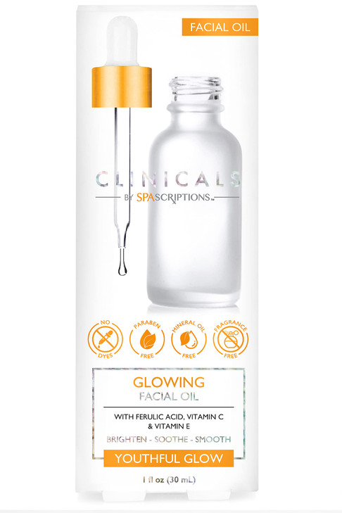 SpaScriptions Clinicals Glowing Facial Oil with Ferulic Acid Vitamin C and Vitamin E to Brighten Soothe and Smooth your