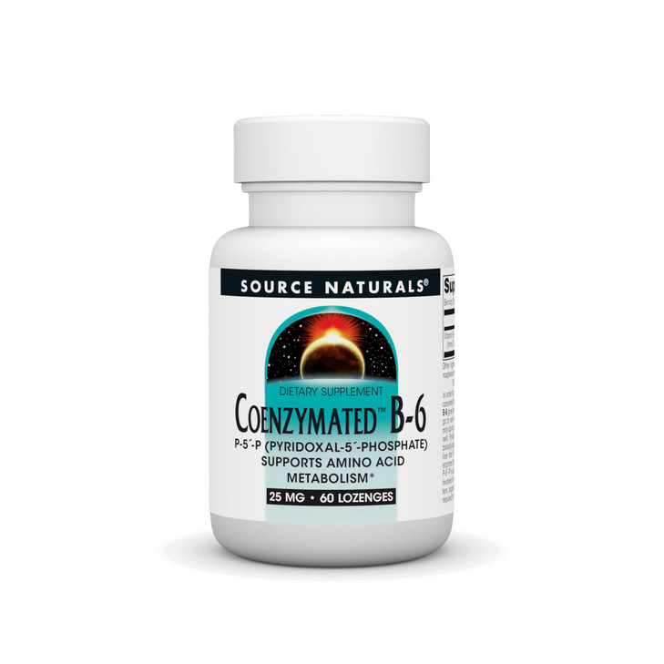 Source Naturals Coenzymated B-6 25mg P-5 Pyridoxal-5 Phosphate Fast-Acting, Quick Dissolve Vitamin Supports Amino Acid Metabolism* - 60 Lozenges online at globaldelivered