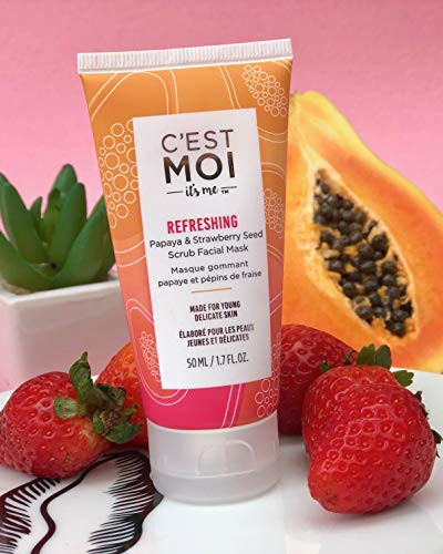 Cest Moi Refreshing Papaya Strawberry Seed Scrub Facial Mask Balance Hydrate Skin Moisturizing Facial Mask Clinically Te