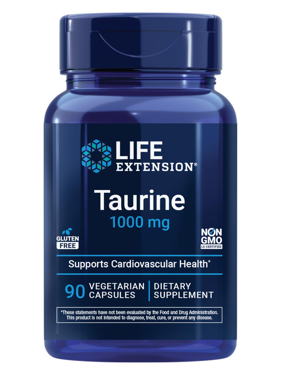 Life Extension Taurine, Pure Taurine Amino Acid Supplement, Heart, Liver and Brain Health, Longevity, Muscle and Exercise, 1000 mg dose, Non-GMO, Glu online at globaldelivered