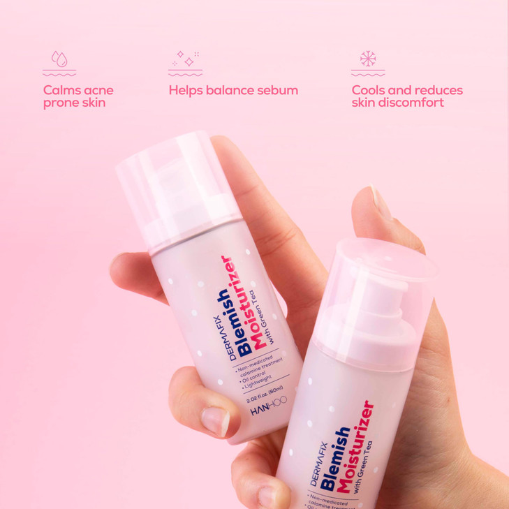 Hanhoo Dermafix Blemish Moisturizer 202 Fl Oz with Calamine Green Tea and Aloe Lightweight Daily Facial Moisturizer for